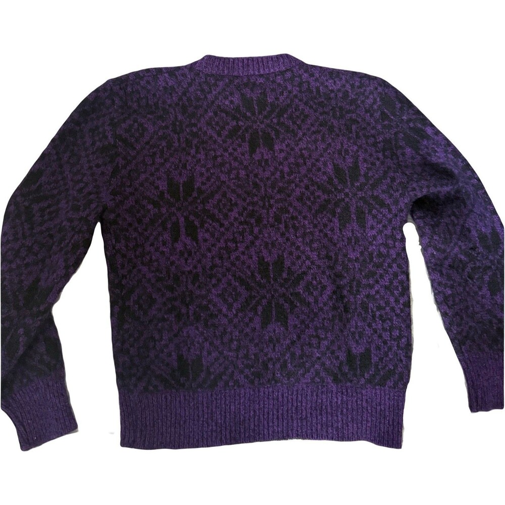 Vintage Environmental Clothing Co. Wool Sweater Purple Black Nordic Geometric L